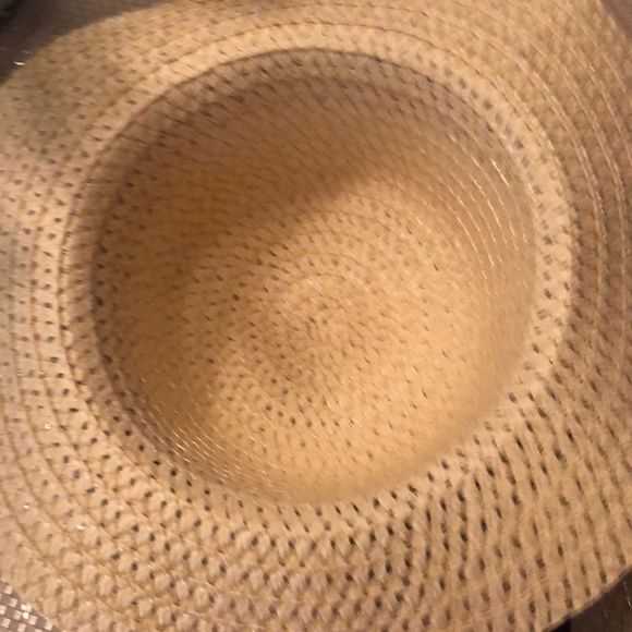 NWT TAN SUNHAT With a purple bow wrapped around it - Picture 2 of 3